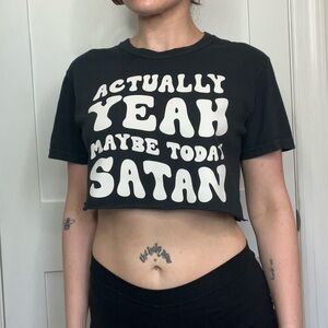 Grunge-y Maybe Today Satan Crop Top